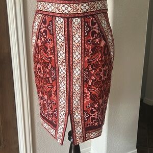 Ann Taylor Loft Womens Pencil Tapestry Skirt Cotton Stretch 2 Bohemian Boho